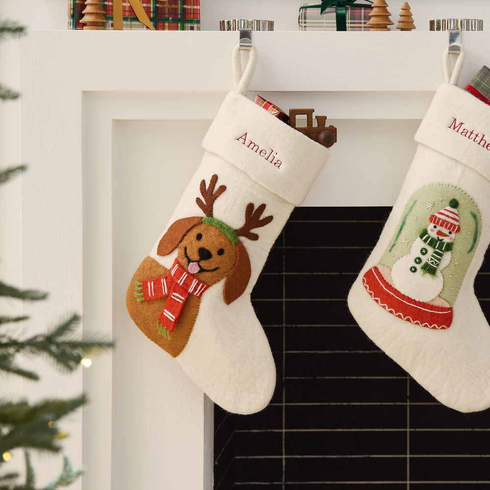 Dog with Antlers Felt Stocking | West Elm (US)