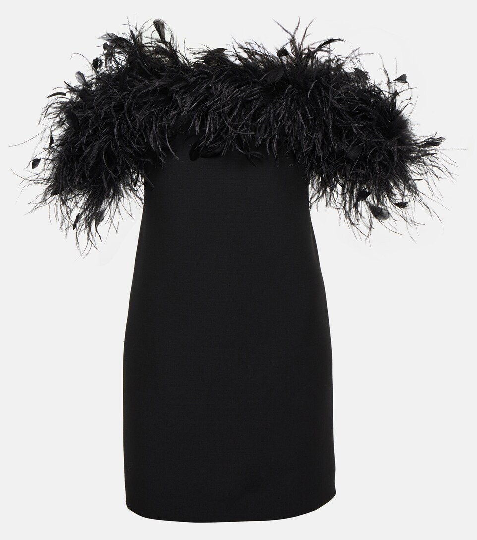 Feather-trimmed crêpe minidress | Mytheresa (INTL)