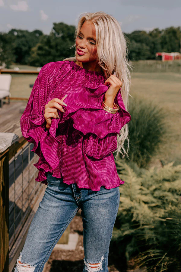 Found Your Love Pleated Top In Berry | Impressions Online Boutique