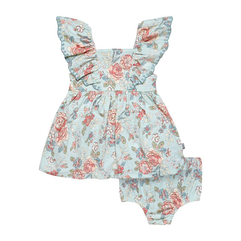 Modern Moments by Gerber Baby Girl Ruffled Dress With Diaper Cover, 2-Piece, Sizes 0/3 Months - 2... | Walmart (US)