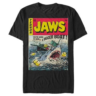 Men's Jaws Retro Comic Book Shark  T-Shirt - Black - Medium | Target