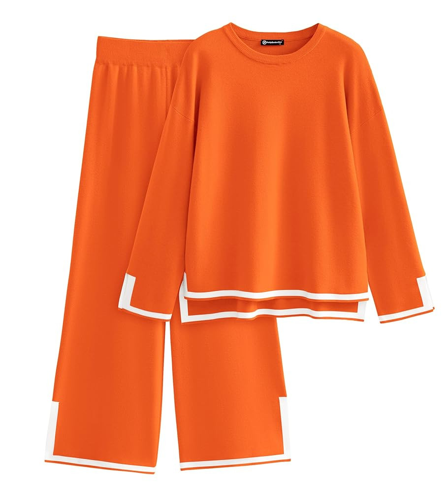 PRETTYGARDEN Women's 2 Piece Fall Knit Sweater Set Long Sleeve Tops Wide Leg Pants Sweatsuit Trac... | Amazon (US)