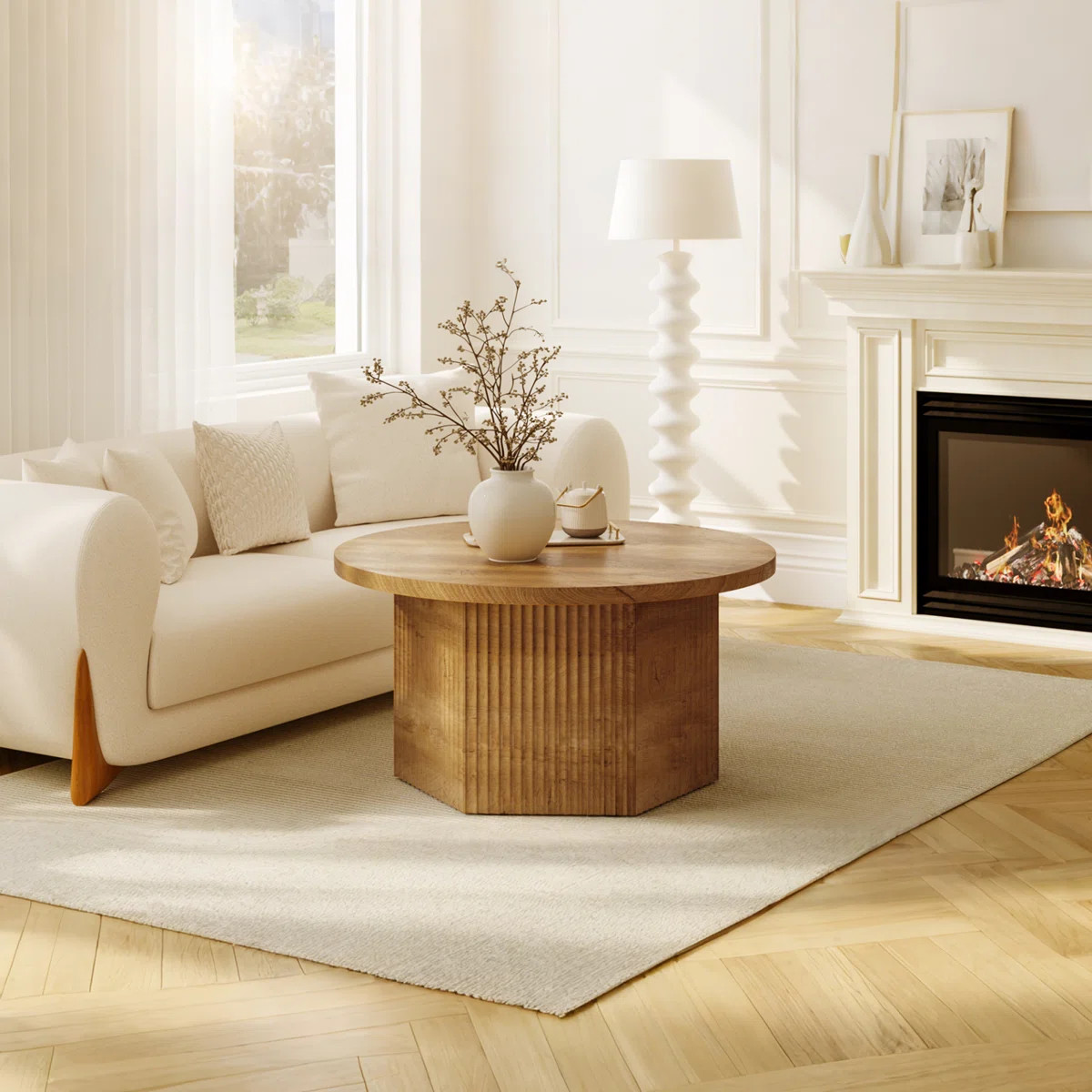 31.5" Lift Top Round Coffee Table with Drum Base | Wayfair North America