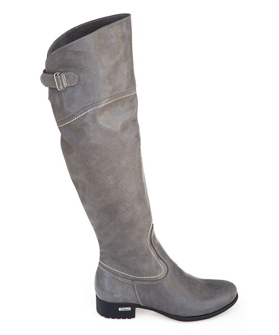 Gray Lapki Leather Riding Boot - Women | zulily
