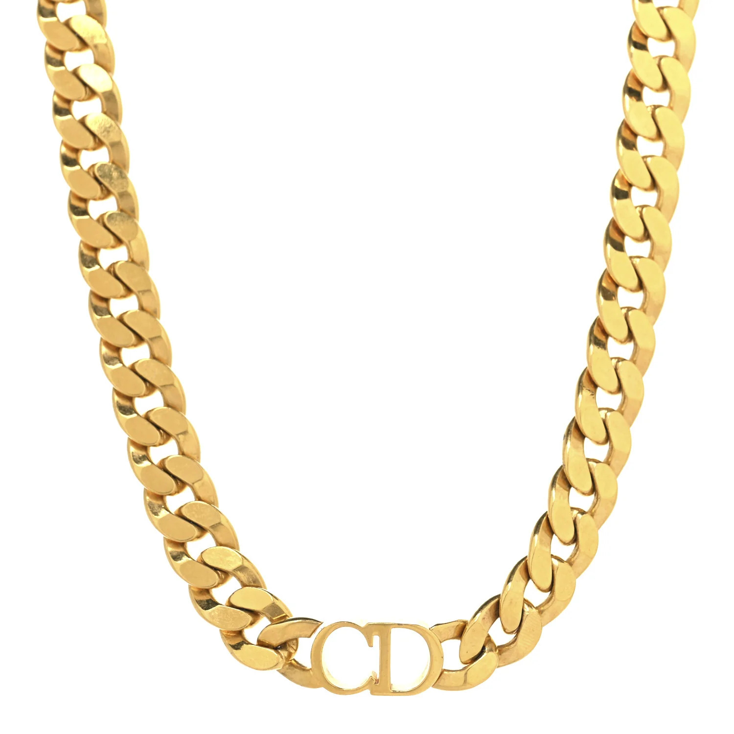 Metal CD Choker Necklace Gold | FASHIONPHILE (US)
