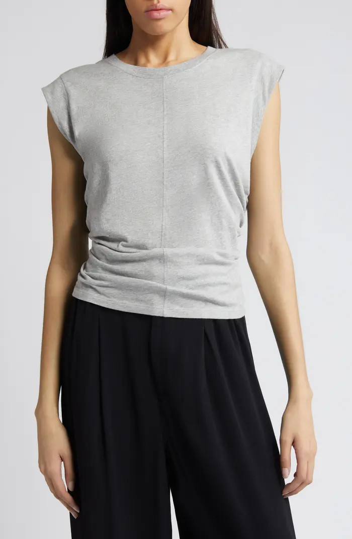 Treasure & Bond Ruched Cap Sleeve Cotton Top | Nordstrom | Nordstrom