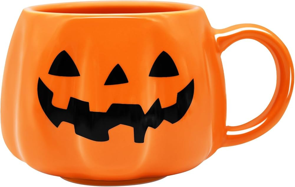 Halloween Pumpkin Mug - 12 oz Cute Orange Ceramic with Smiling Face | Gifts for Adults and Kids |... | Amazon (US)