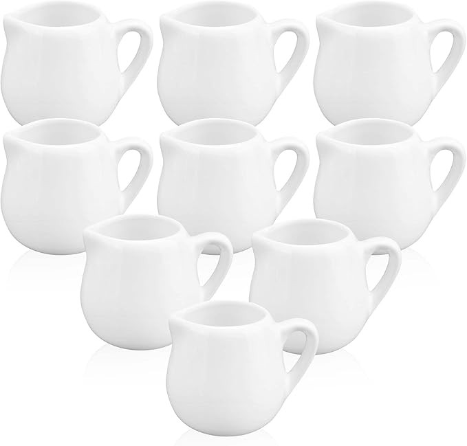 12 Pack 3 oz Mini Ceramic Creamer with Handle, White Porcelain Mini Cream Pitcher with Handle, Sm... | Amazon (US)