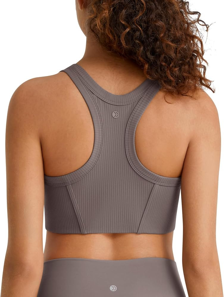 G4Free Ribbed Crewneck Sports Bras Padded for Women - Racerback Crop Tank Tops Workout Yoga Mediu... | Amazon (US)