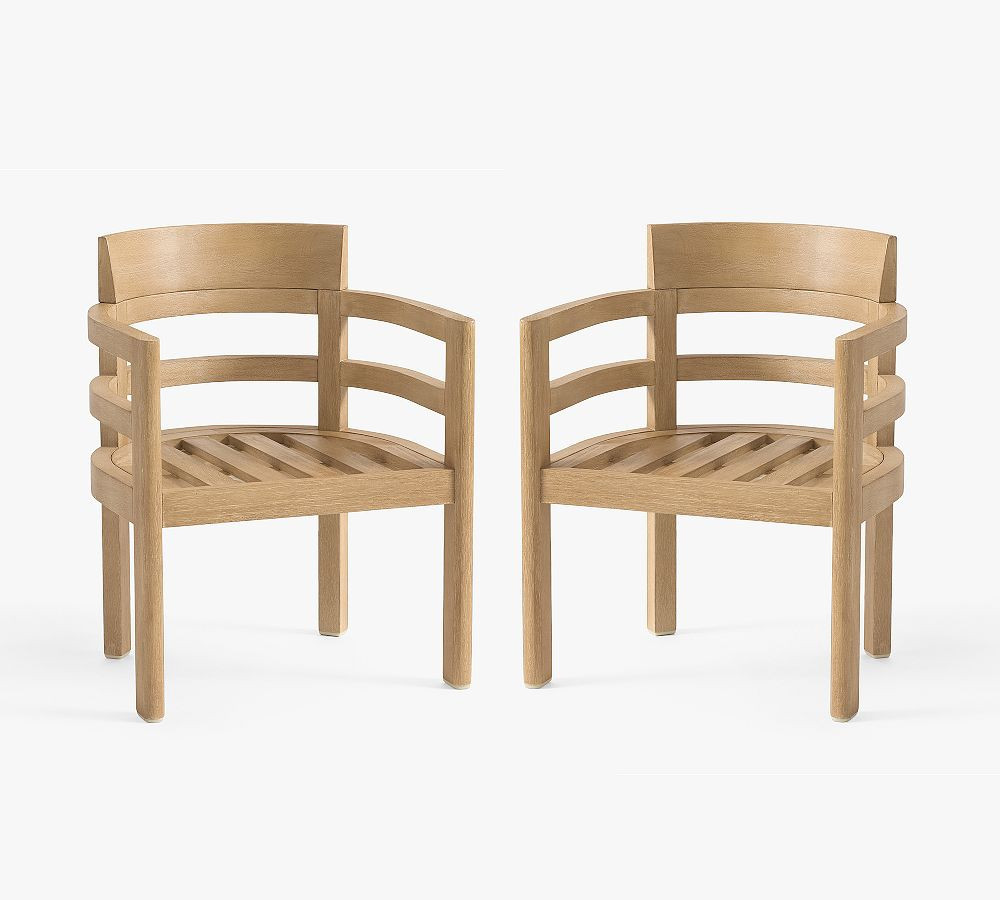 Woodside FSC(R) Eucalyptus Outdoor Dining Armchair Frame, Coastal Beachwood, Set of 2 | Pottery Barn (US)