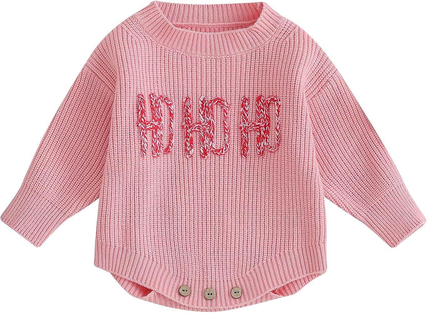 Baby Boy Girl Christmas Clothes Ho Ho Ho Knit Sweater Romper Oversized Long Sleeve Bubble Bodysui... | Amazon (US)