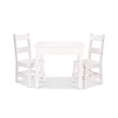 Melissa & Doug Wooden Kids' Table and 2 Chairs Playroom Furniture Set - White: Square Surface, 3-... | Target