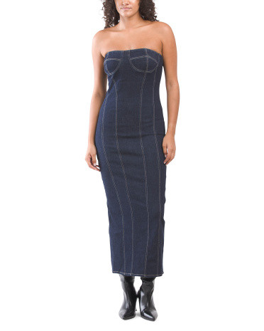 Strapless Denim Midi Dress For Women | TJ Maxx