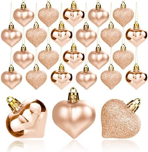 Valentines Day Heart Ornaments for Tree - 36pcs Valentines Heart Shaped Baubles Tree Decorations for | Amazon (US)