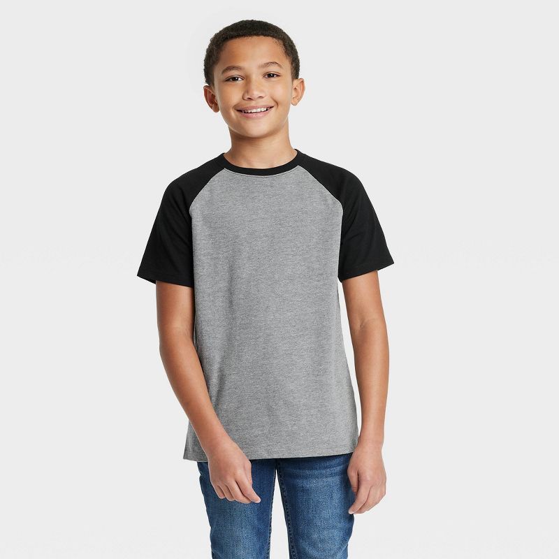 Boys' Short Sleeve Baseball T-Shirt - Cat & Jack™ Gray/Black | Target