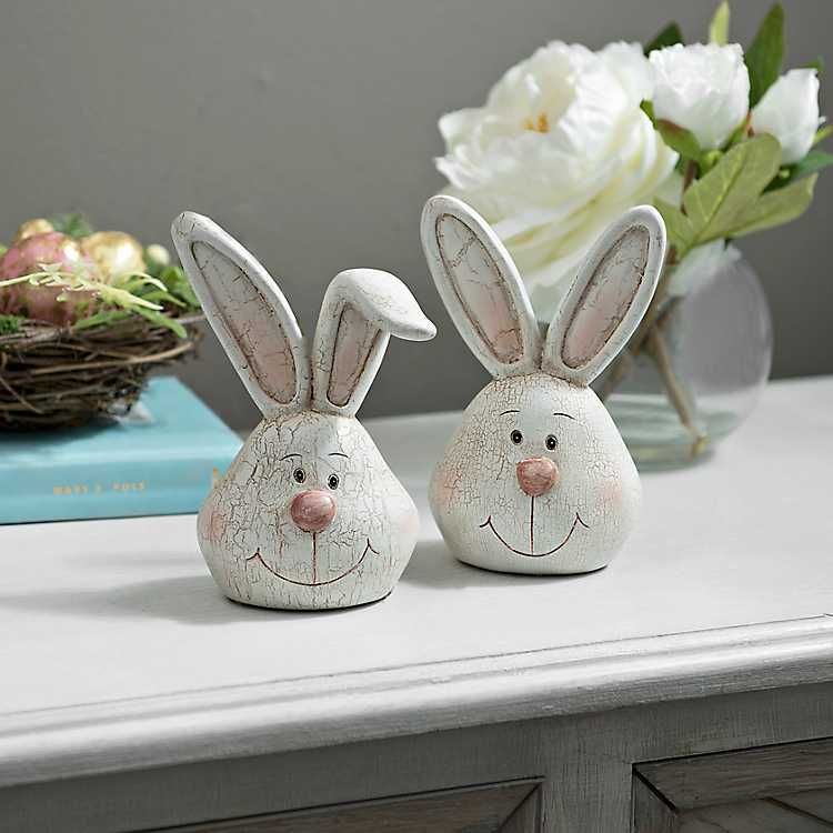 Easter Bunny Head Statues, Set of 2 | Kirkland's Home