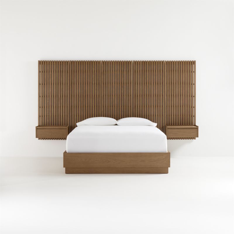 Batten Bed Base with Panels and Nightstands | Crate and Barrel | Crate & Barrel