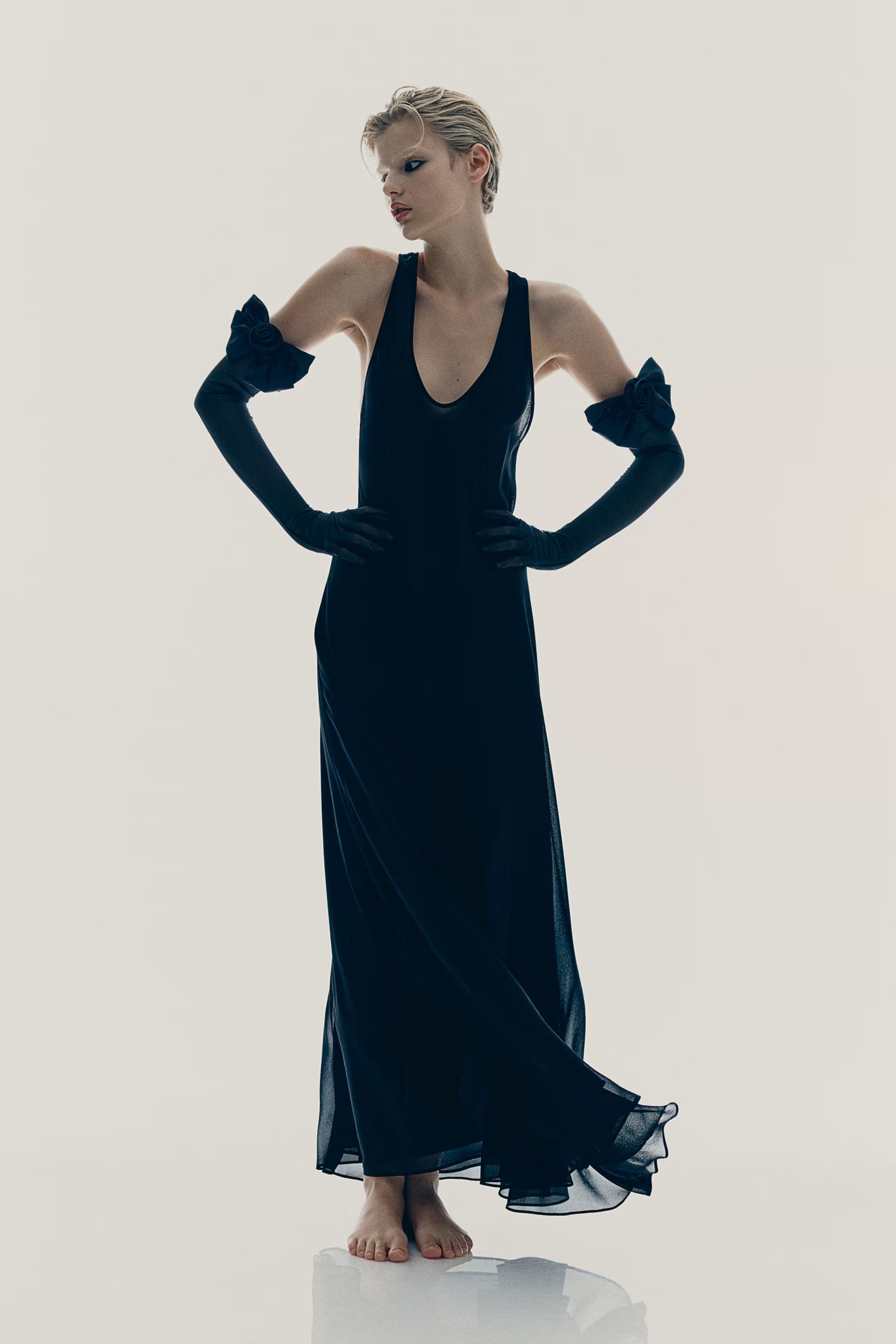 Long Mesh Gloves with Bow Detail - Black - Ladies | H&M US | H&M (US + CA)