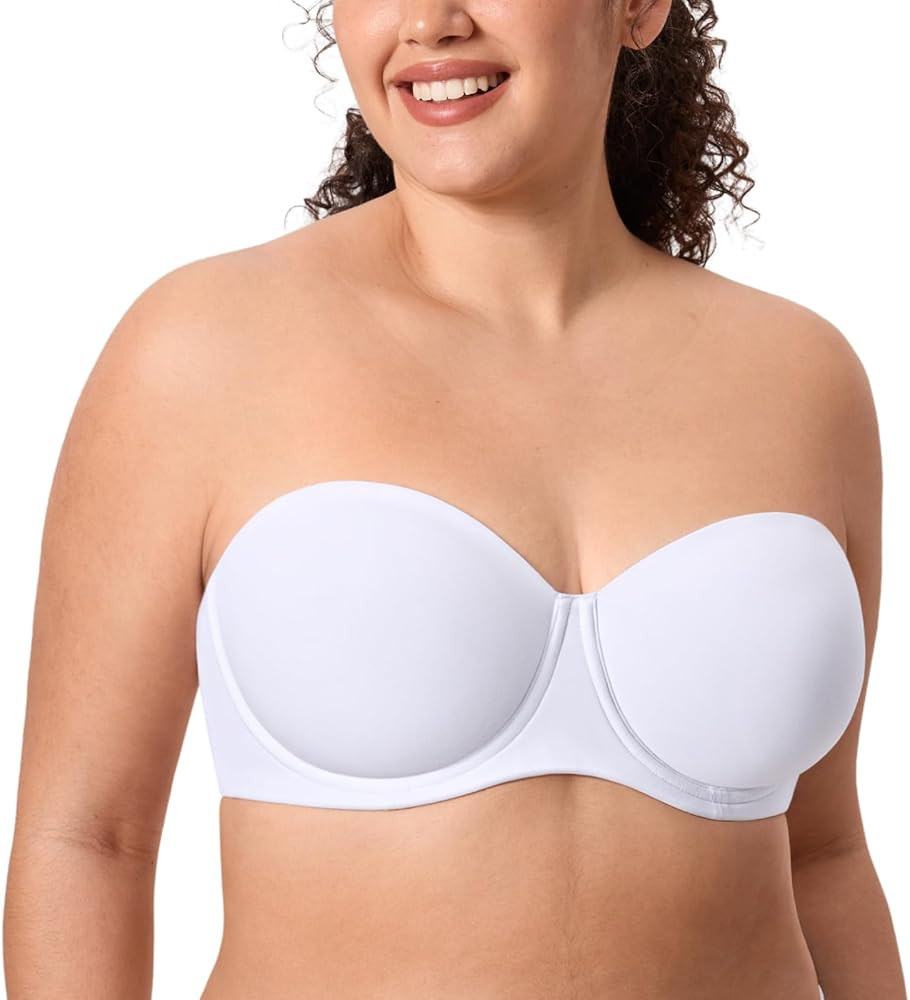 DELIMIRA Women's Inbarely Lift Strapless Bra Plus Size Full Coverage Unlined Underwire Seamless B... | Amazon (US)