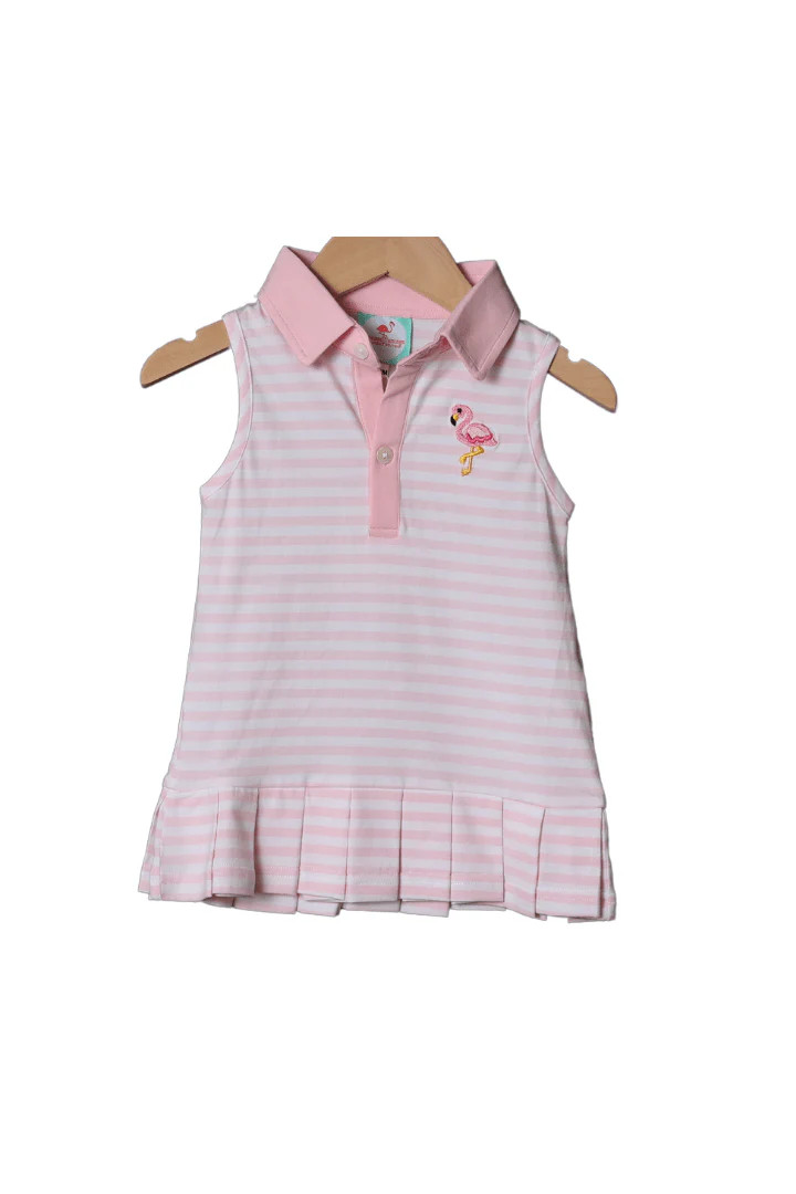 Pink Stripe Flamingo Tennis Dress | The Smocked Flamingo