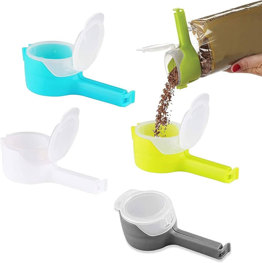 Food Storage Sealing Clips with Pouring Spouts, Bag Clips for Food, Kitchen, Chip Bag Clips, Plas... | Amazon (US)