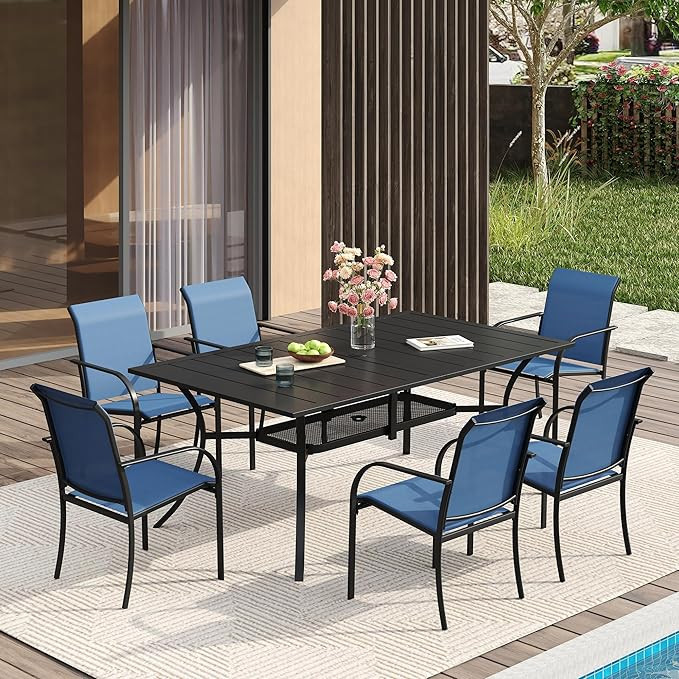 VICLLAX Patio Dining Set for 6, Outdoor Furniture Set Includes 59" Rectangle Patio Table and 6 Pa... | Amazon (US)