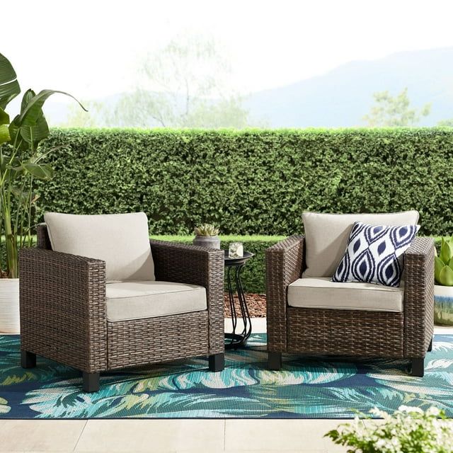Better Homes & Gardens Brookbury Outdoor Club Chair 2 Pack - Beige - Walmart.com | Walmart (US)