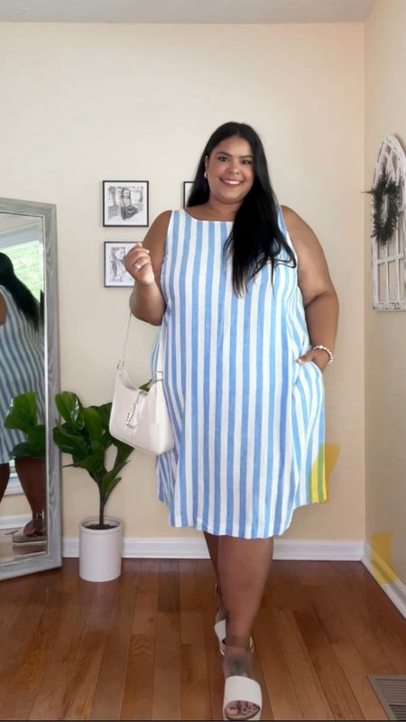 A recent target find! Loving the stripes of this dress for spring and summer! #linendress #plussizedress #targetstyle #targetfinds #avaandviv #targetplussize 

#LTKplussize #LTKfindsunder50 #LTKmidsize