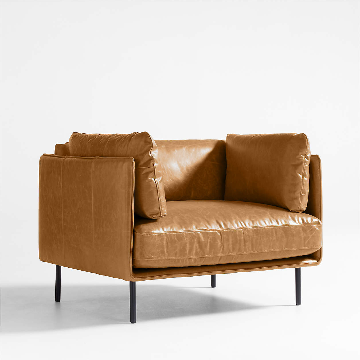 Wells 44.5" Leather Chair and a Half + Reviews | Crate & Barrel | Crate & Barrel