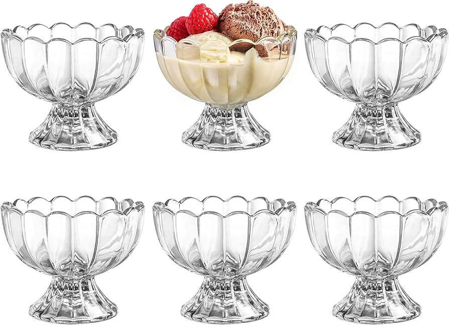 KMwares 6PCs Set 5oz Footed Tulip Glass Dessert Bowls (Clear) | Amazon (US)