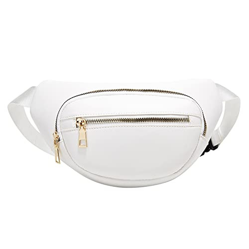 Kimloog Women Quilted Leather Fanny Pack Round Belt Waist Bag Zipper Phone Pouch | Amazon (US)