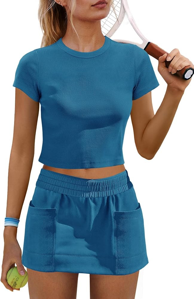 Nirovien Womens 2 Piece Skirt Sets Matching Lounge Set Summer Beach Vacation Outfits Ribbed Tops ... | Amazon (US)