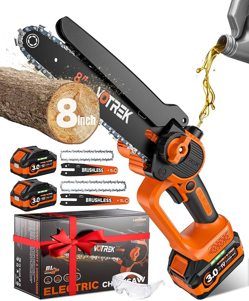 8" & 6" Chainsaw Cordless with 2x3.0AH Batteries, [2-in-1] Powerful Brushless Electric Mini Chain... | Amazon (US)