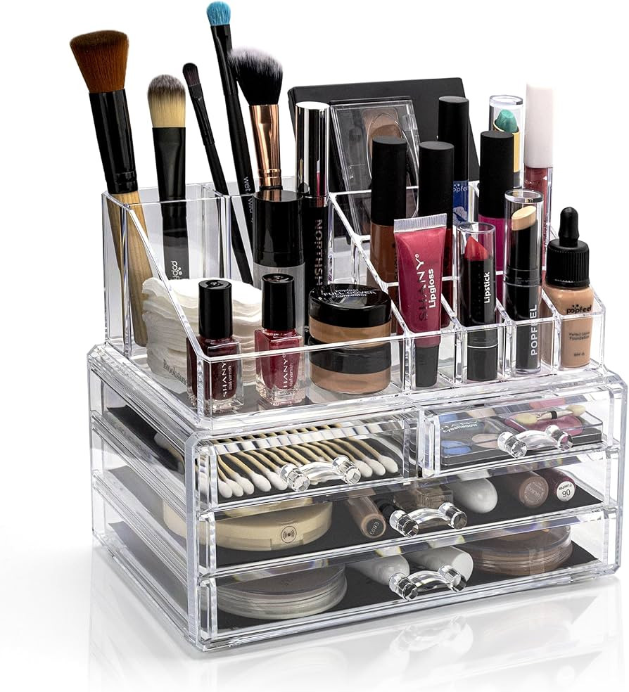 Brookstone Makeup Organizer Case – Countertop Storage With Drawers, Acrylic Cosmetic Display Bo... | Amazon (US)