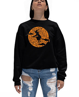 Women's Spooky Witch Word Art Crew Neck Sweatshirt | Macy's