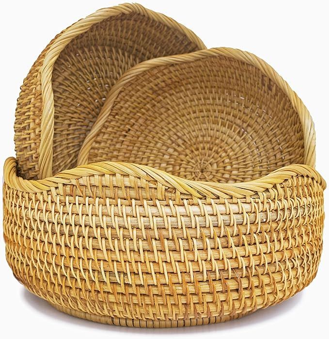 Wicker Bread Baskets For Fruit Vegetable Bowl Food Storage Organizing Kitchen Counter Wall Decora... | Amazon (US)
