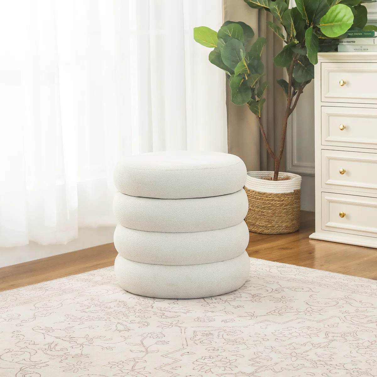 Milind 18.9" H Round Storage Ottoman | Wayfair North America
