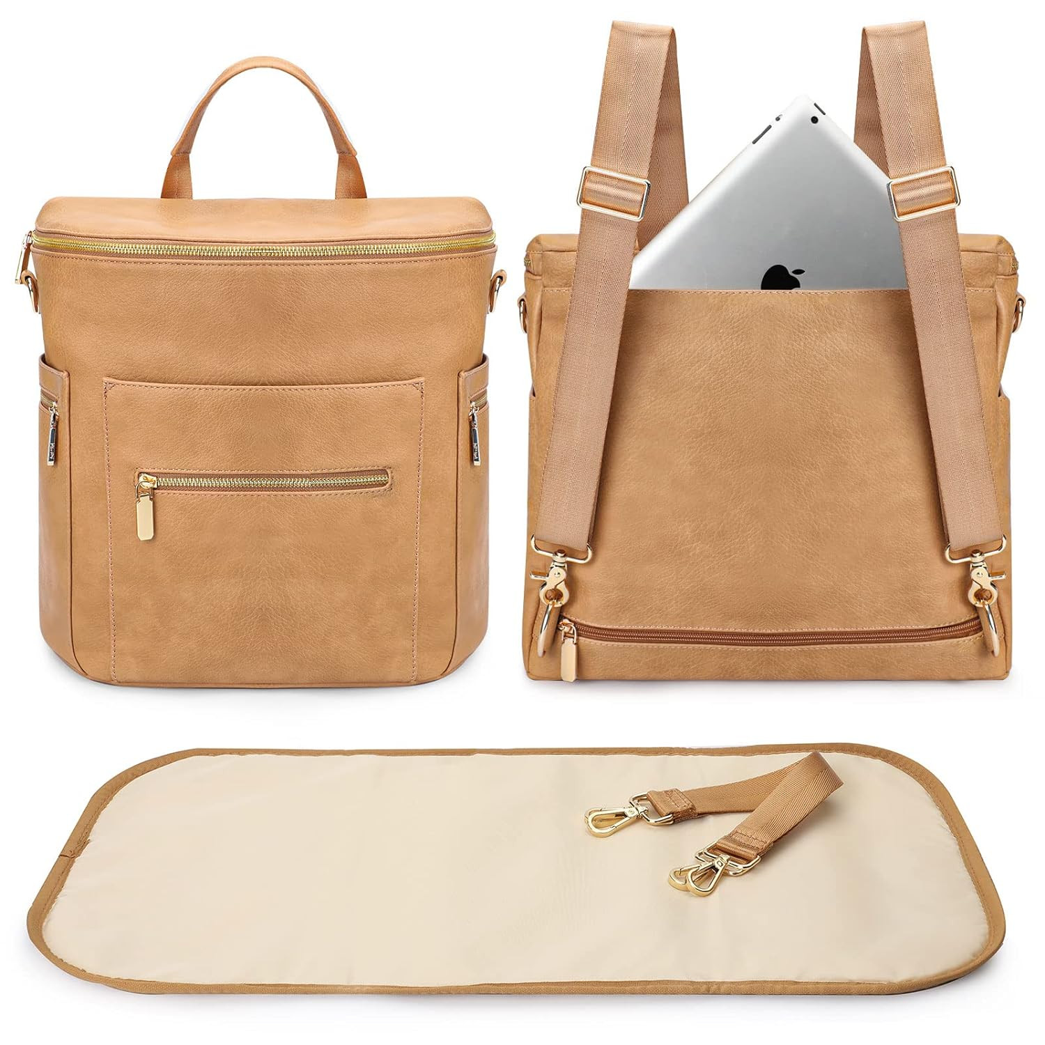 miss fong Diaper Bag Backpack Baby Diaper Bag, Large Leather Diaper Bag Backpack with 15 Pockets ... | Amazon (US)