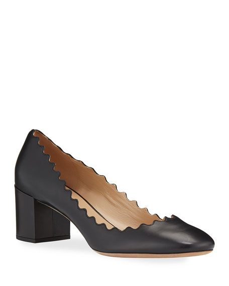 Chloe Scalloped Leather Pumps | Neiman Marcus