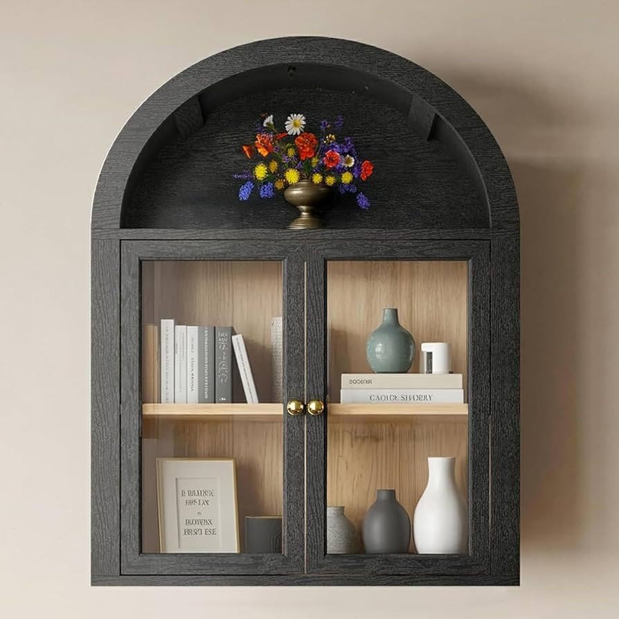 Arched Medicine Cabinets with Tempered Glass Doors,Wall Mounted Display Cabinet with Adjustable S... | Amazon (US)
