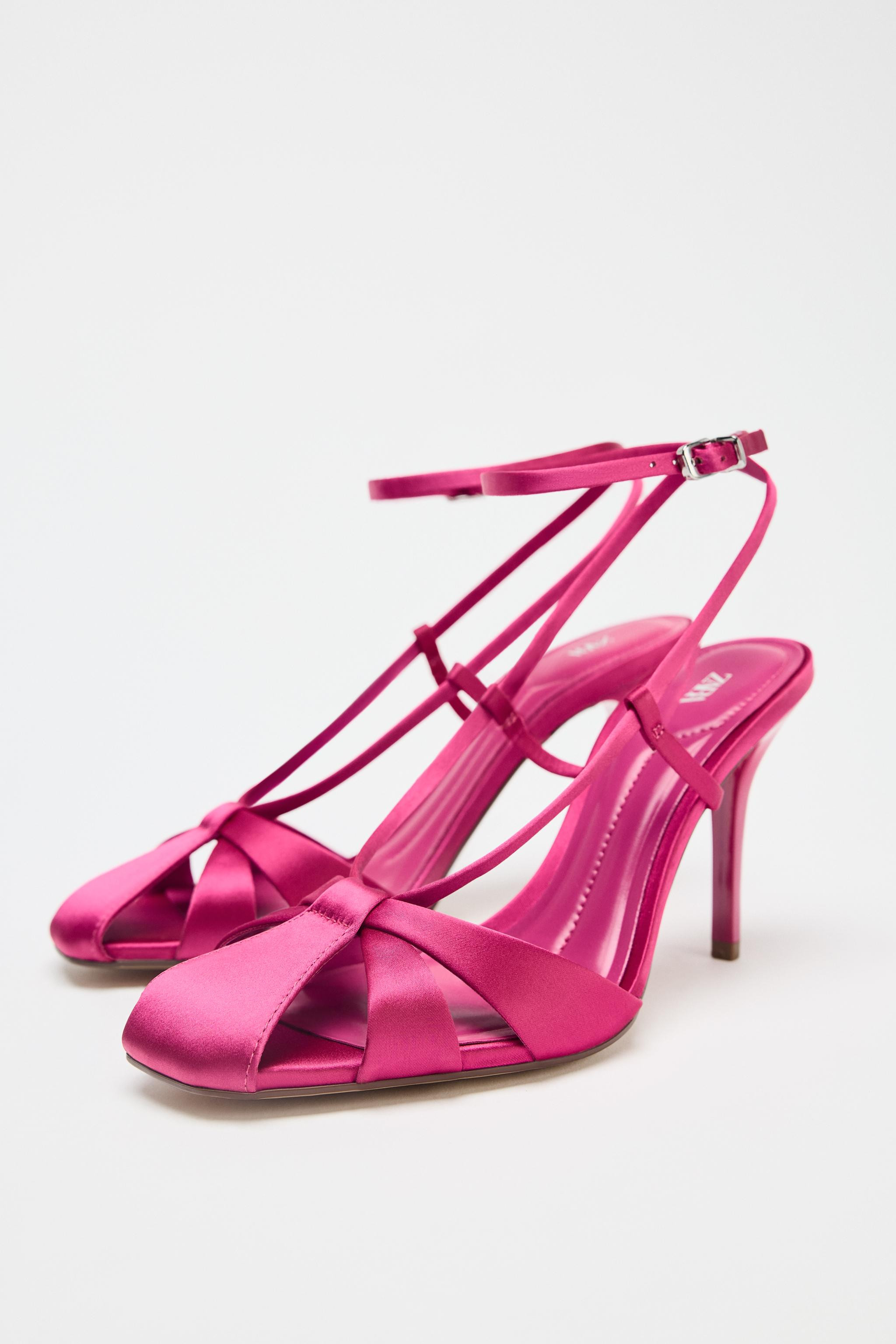 SATIN EFFECT HEELED SANDALS | Zara US