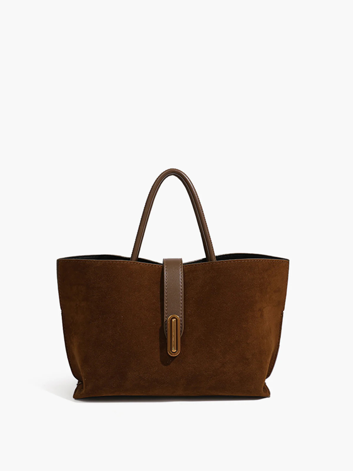 Top Handle Suede Compartment Bag | Commense