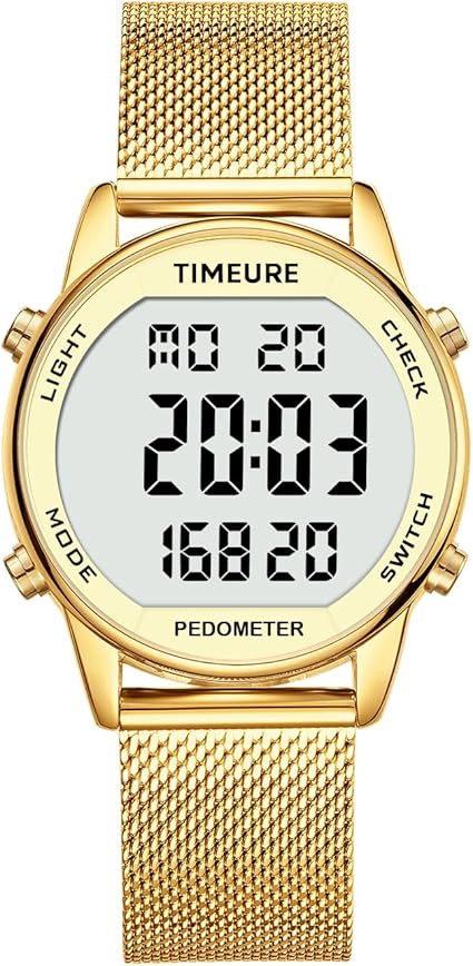 Women's Step Counter Pedometer Watch with Stainless Steel Bracelet, Stylish Design, No App, No Ch... | Amazon (US)