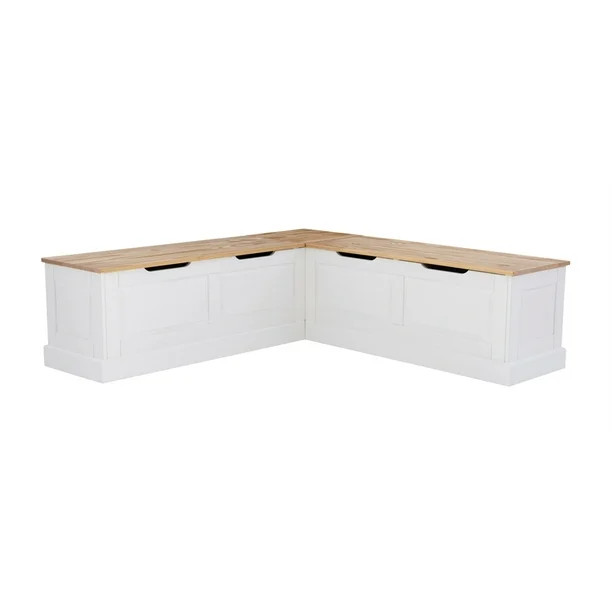 Linon Troyin Backless Wood Two Tone Breakfast Nook in Natural and White | Walmart (US)