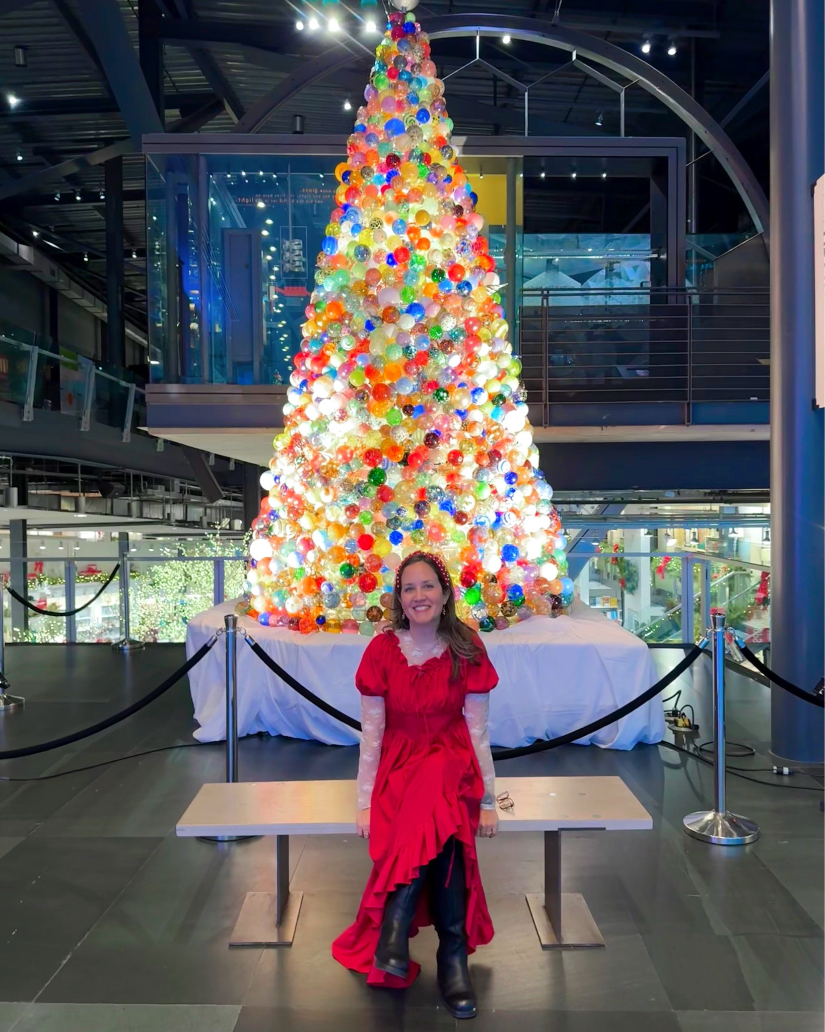 Corning Museum of Glass today ❤️ I wore a simple red dress, lace top underneath, fleece lined leggings and waterproof boots (it was a wet day!)

#LTKSeasonal #LTKdayinmylife #LTKHoliday