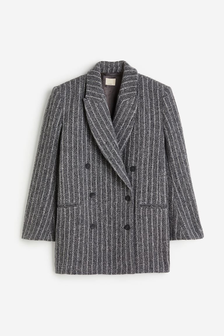 Wool-blend blazer - Grey/Striped - Ladies | H&M GB | H&M (UK, MY, IN, SG, PH, TW, HK)