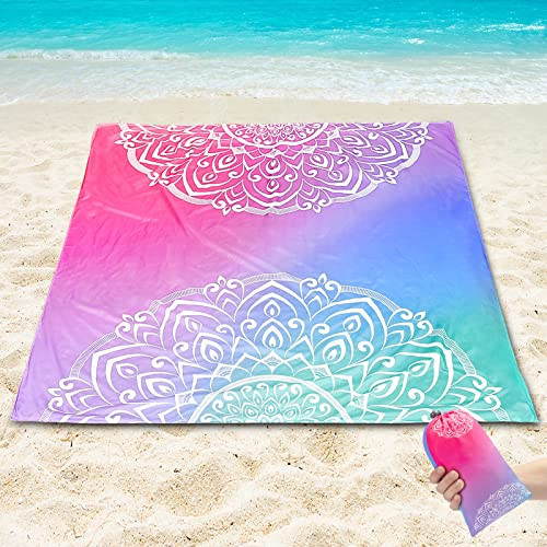 WIWIGO Beach Blanket Sandproof Extra Large Beach Mat Adults Waterproof Quick Drying Sand Free Mat Made by Premium Polyester with 4 Stakes & 4 Corner Pockets for Outdoor Travel Camping Hiking | Amazon (US)