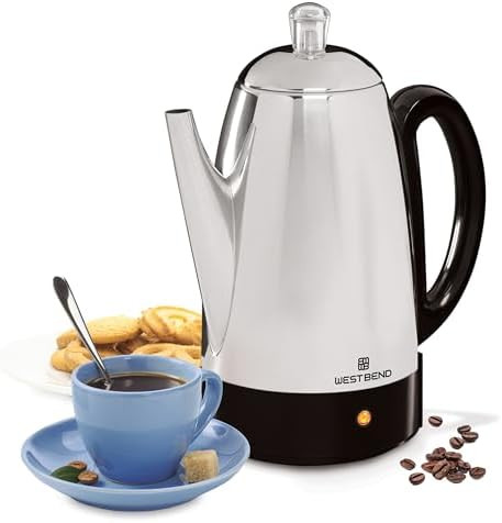 West Bend Electric Percolator Classic Style Coffee Maker with Heat Resistant Handle Base and Deta... | Amazon (US)