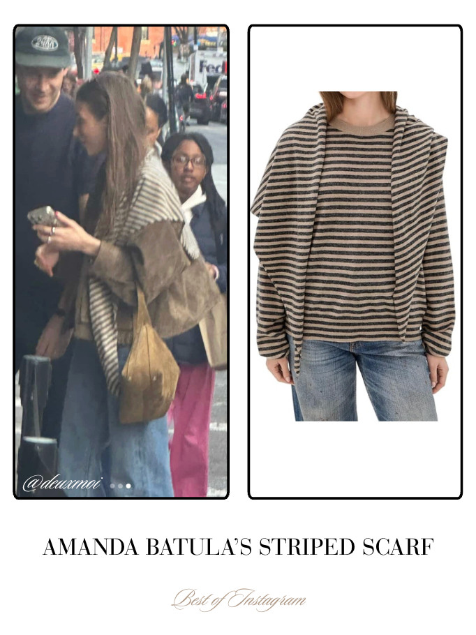 Amanda Batula's Striped Scarf 📸= @deuxmoi 

 