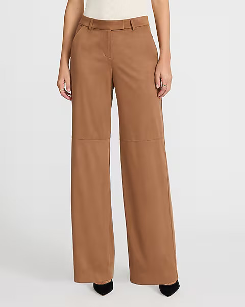 Editor Faux Suede Mid Rise Trouser Pant | Express